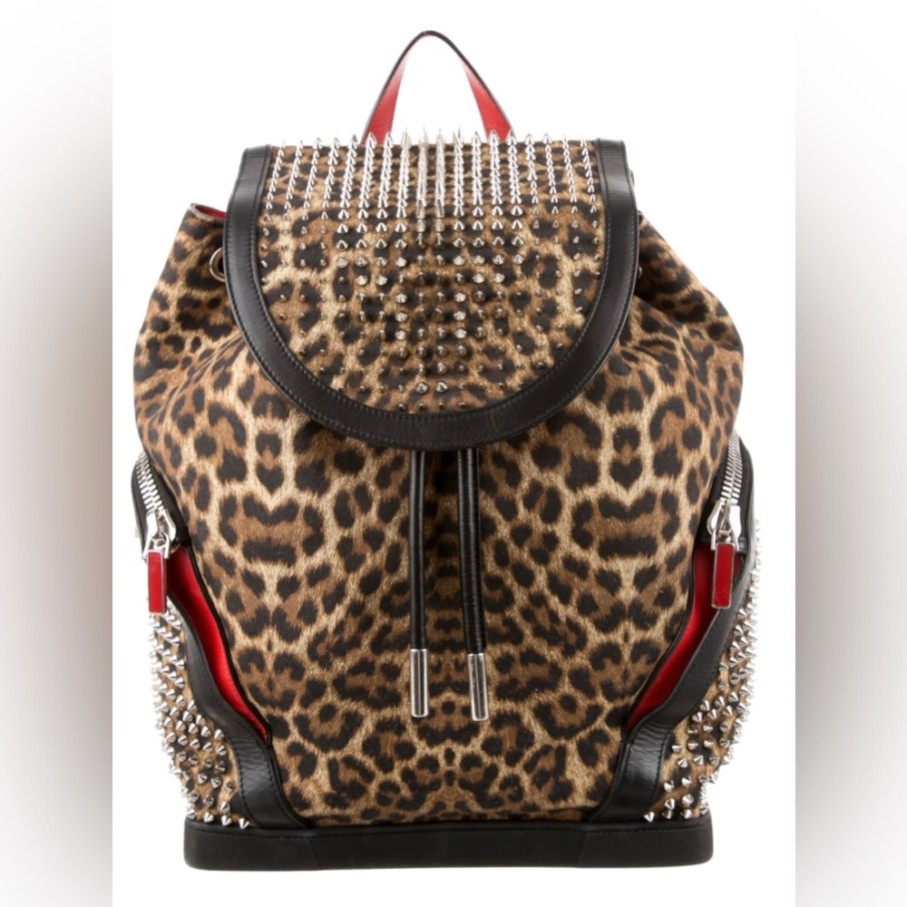 Christian Louboutin Leopard Print Studded Backpack